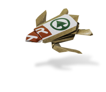Origami sea-turtle made from a Spar paper bag